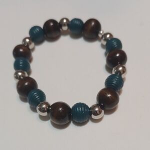 Brown and Teal Beaded Bracelet